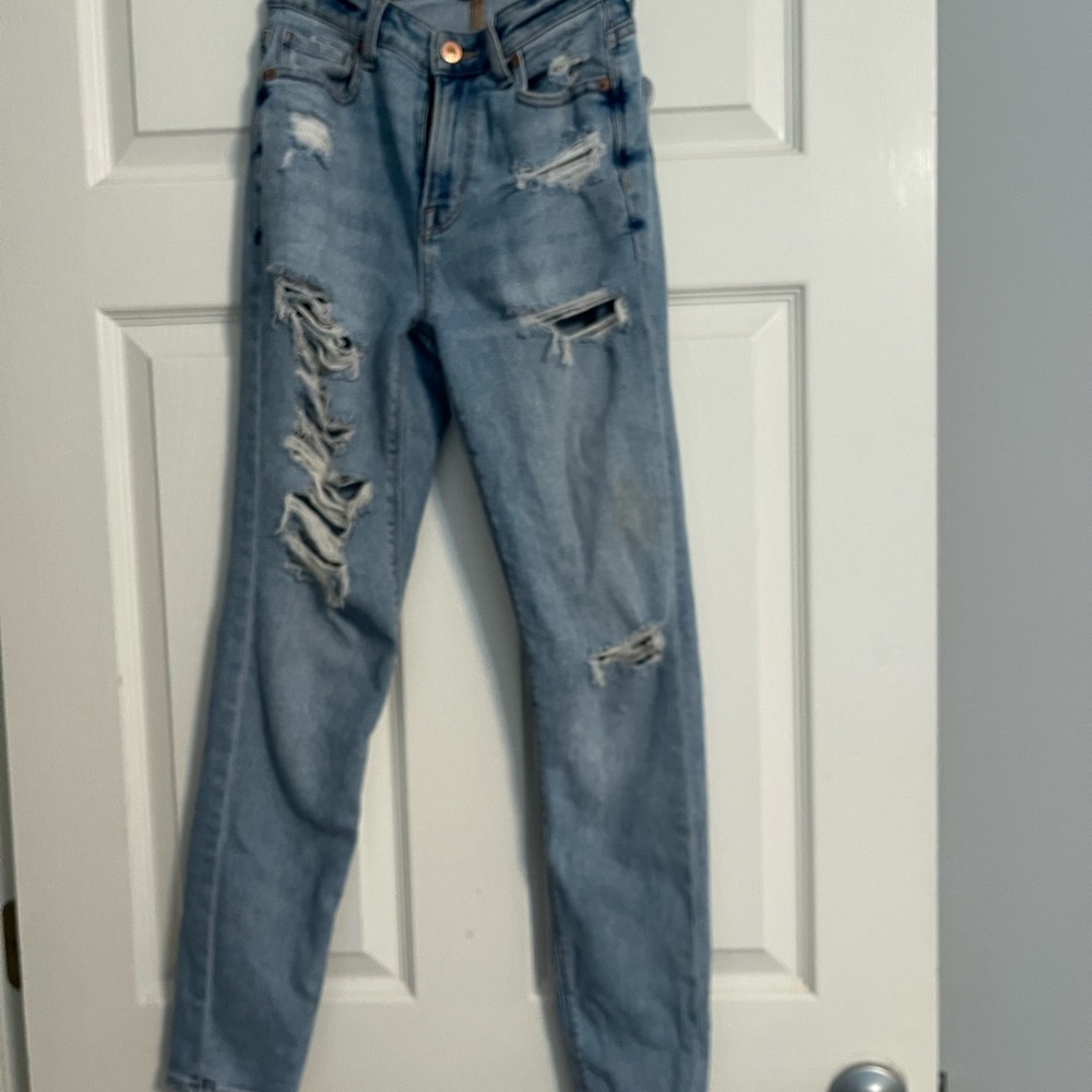 American Eagle Outfitters Blue Boyfriend Jeans Distressed Style
